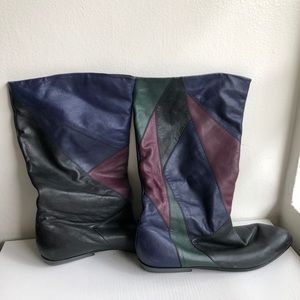 Vintage leather boots / Vintage Nicole multicolored boots